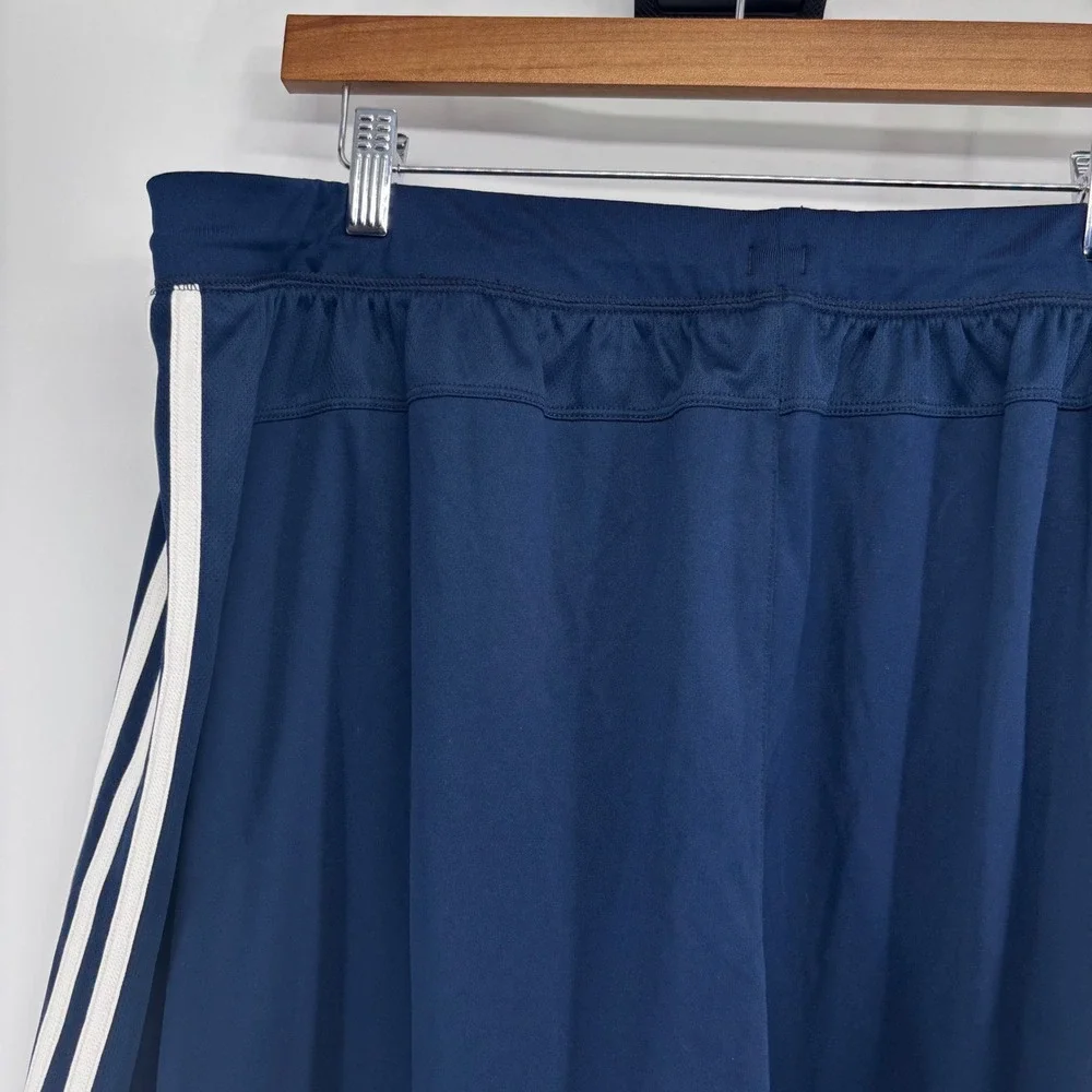 Adidas Mens 3 Stripe Navy Blue Climalite Athletic Shorts Size 2XL Workout Soccer